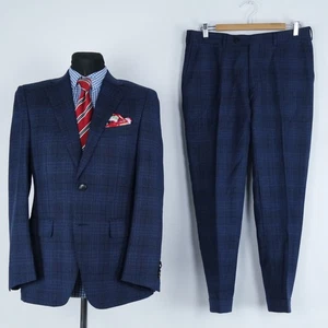 Mens Check SUITSUPPLY Suit 38S UK Size Trousers W34 L28 Blue Wool 2 Piece - Picture 1 of 21