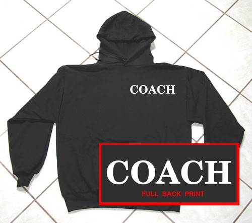 COACH Felpa nera con cappuccio pesante Gildan baseball sport atletica allenatore miscela 50 50