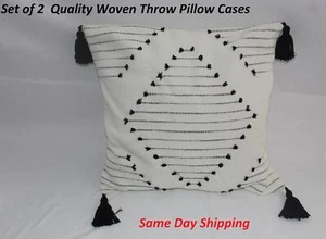 Set of 2 Unique QUALITY Throw Pillow Cases White Black hidden zipper - Picture 1 of 4