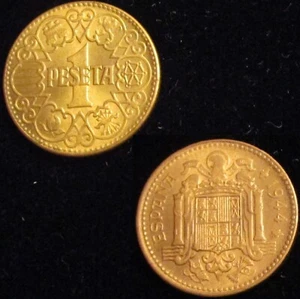 *GUTSE* FRANCO-5, 1 PESETA 1944, BRILLO ORIGINAL, SIN CIRCULAR. - Picture 1 of 1