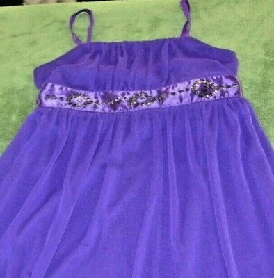 女孩尺寸 12 Amy Byer 派对正装连衣裙手帕下摆透明紫色 — 第 1/2 张图片