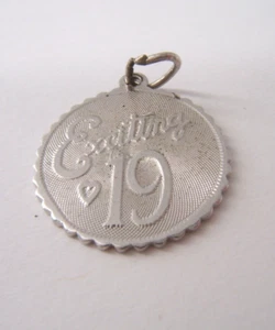 VTG STERLING SILVER CHARM BY CREA DISK EXCITING 19 - Picture 1 of 2