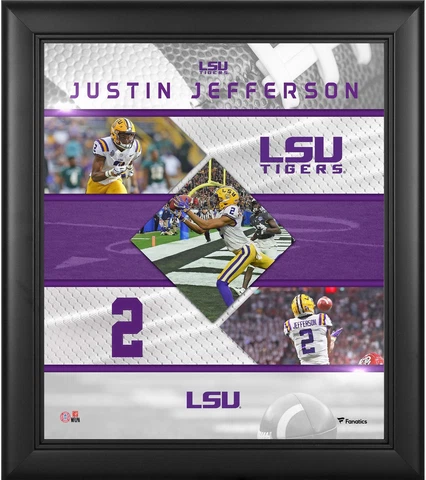 Justin Jefferson LSU Tigers Framed 15" x 17" Stitched Stars Collage Cover