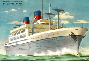 Präsident Wilson Ozeandampfer Dampfschiff Schiff Postkarte - Bild 1 von 3