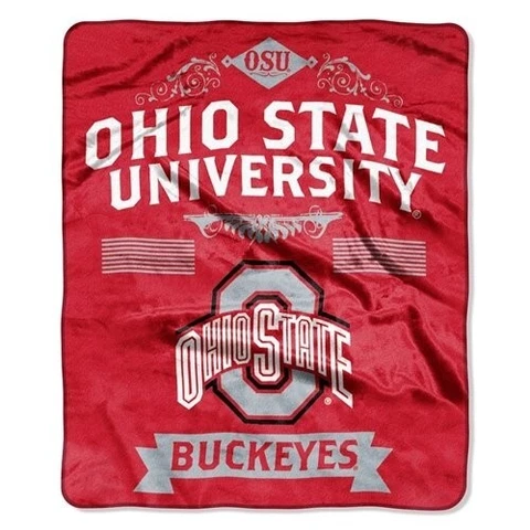 Ohio State Buckeyes Label Design 50" x 60" Raschel Plush Blanket by Northwest Cover