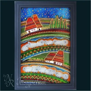 Ukrainisches Volk traditionelles Gemälde auf Glas handgefertigt gerahmt Wanddeko 14x20cm - Bild 1 von 4