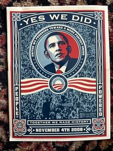 YES WE DID Shepard Fairey Obama Sticker 2008 MoveOn.org - Picture 1 of 2