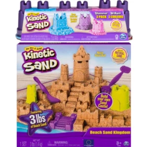 Spin Master Kinetic Sand -Beach Sand Kingdom- Bonus Shimmer Sand 3 Pack - Picture 1 of 7