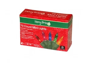 70 Count Mini Lights Multi Color Bulbs Green Wire Indoor Outdoor Festive Party - Picture 1 of 2