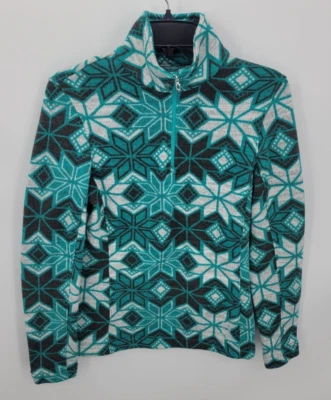 Pullover Spyder para mujer 8 verde estampado de copo de nieve cuarto cremallera ropa deportiva chaqueta Foto 1 de 4
