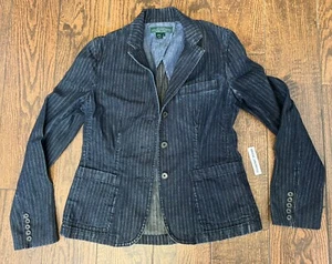 Blazer de mezclilla manga larga Lauren Jeans Co. Ralph Lauren solapa de muesca manga larga para mujer M - Imagen 1 de 9
