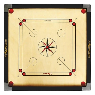 Large Carrom 32 X 32" Board Coins/Striker & Powder Set Great Quality Family Game - Image 1 of 4