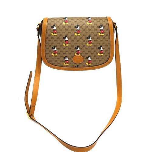 Borsa a tracolla Gucci Disney Collaboration 602694 pelle PVC marrone con scatola autentica