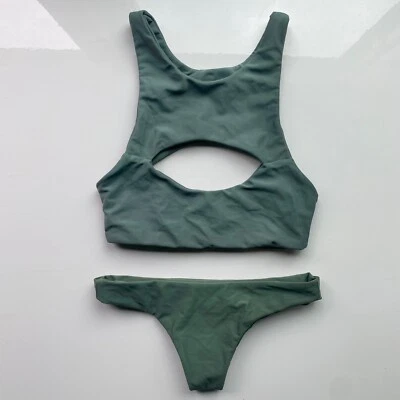 NEW MIKOH “Marrakech” top & “Lahaina” bottom in dark sage green in Size XS - Image 1 of 4