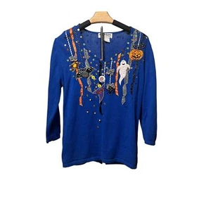 Jack B. Quick Sweater Womens M Vintage Halloween Ugly Sweater 3/4 Sleeve Spooky - Picture 1 of 6