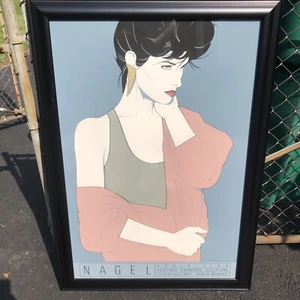 Patrick Nagel Framed Print - Woman In Pink - 1985 Santa Monica Gallery 24x36” - Picture 1 of 10