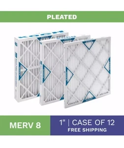 New Koch 20x20x1 Pleated Air Filters, Extended Surface MERV 8 Pack of 12 - Picture 1 of 3