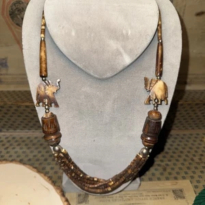 Collana totem animale intagliato a mano safari africano 26” etnica tribale - Foto 1 di 15