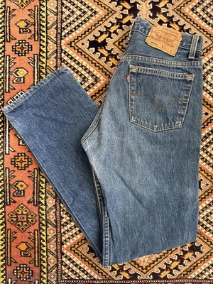 VIntage 90s Levi's 501xx Made in USA Dark Denim Jeans Labeled 30x33 Actual 28x30 - Image 1 of 4