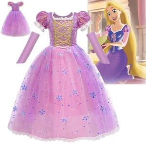 Kids Girls Fancy Dress Up Cosplay Party Outfit Tangled Rapunzel Costume Gifts UK - Picture 1 of 13