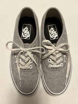 Vans Gray Tweed Herringbone Canvas Off The Wall Sneaker  Womens Size 7 - Image 1 of 4