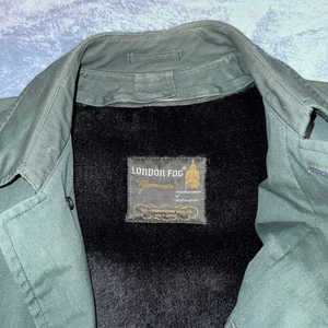 London Fog Maincoats Vintage Men’s Overcoat 42R Green Rain Trench Jacket - Picture 1 of 24
