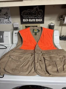 Men's Cabela's Hunting Vest 2XL Khaki Blaze Orange Shell Holders - Picture 1 of 3