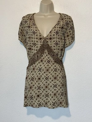 Top Babydoll Vintage y2k Años 90 Talla 22/24 Beige Imperio Cuentas Hadas Cottage Boho Foto 1 de 4