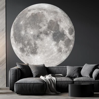6 Sheets Large Moon Wall Stickers Full Moon Decor Wall Decals Peel and Stick Wal