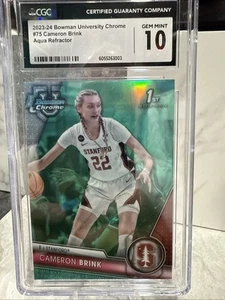 🔥🏀2023 Bowman U Chrome Basketball Cameron Brink #75 Aqua Refractor /299 CGC 10 - Picture 1 of 9