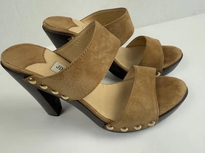 Jimmy Choo Shoes Womens Size 38.5 Suede Platform Mule Studded Made in Italy - Image 1 of 4