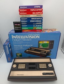 Mattel Intellivision Model 2609 Bundle w/ OG Box, Intellivoice & 11 Games Tested