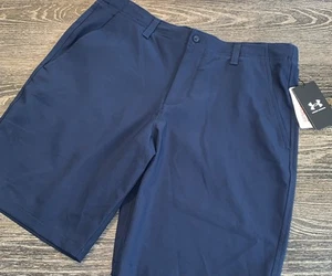 Under Armour Boys Navy Blue Showdown Golf Chino Shorts Flat Front Size YXL NWT - Picture 1 of 7