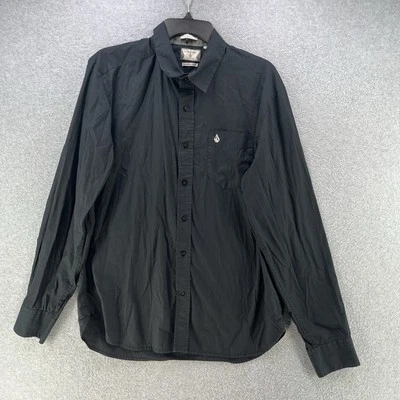 Volcom Mens Button Up Shirt Medium M Classic Fit Black Long Sleeve Camisa - Image 1 of 4