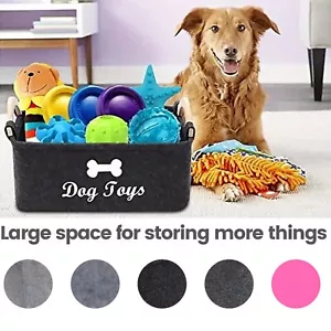 Soft Plush Dog Toy Storage Basket With Wooden Handle Organizing Storage Basket - Picture 1 of 16