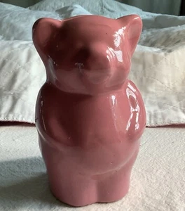 Hucha de gres de cerámica Bybee rosa vintage sin firmar de 6" de alto - Imagen 1 de 8