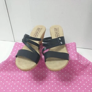 Tuscany By Easy Street Womens Allegro Black Wedge Sandals Size 7.5M - Picture 1 of 9