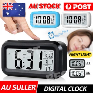 Digital Bedside Snooze Alarm Clock Time Temperature Day/Night Desktop LED Clocks - Picture 1 of 12