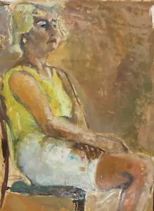 Pintura al óleo original vintage retrato de mujer - Imagen 1 de 15