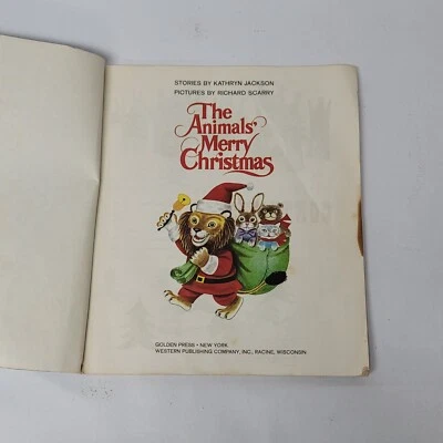 Richard Scarry животных Merry Christmas 1972 большой золотой пресс отсутствует крышка - Изображение 1 из 4