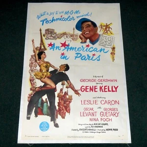 AN AMERICAN IN PARIS 1951 ORIGINAL LINEN BACKED 1 SHEET MOVIE POSTER GENE KELLY - Picture 1 of 1