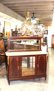 French Louis XVI Marble Top Sideboard Buffet Server Cabinet c1880 Ornate - Picture 1 of 18