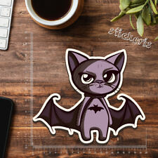 Cute purple cat in a bat costume for Halloween waterproof sticker 4"-11.8" 