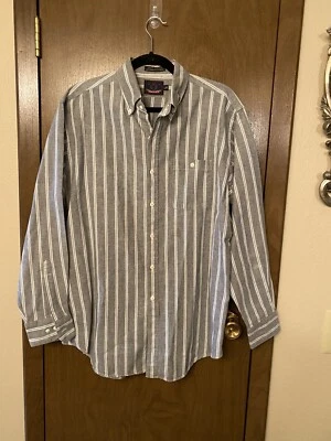members only button down shirt in gray stripe size Large  - Image 1 of 4