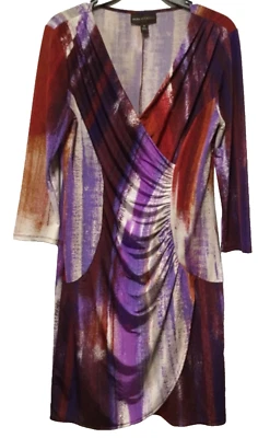 Vestido envolvente sintético para mujer Dana Buchman talla M rojo púrpura óxido fiesta 161 Foto 1 de 4