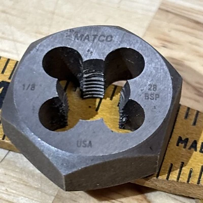 Juego de troqueles hexagonales Matco 1/8 BSP28 1/8" H1MTBSP28 para 124MATDS EE. UU. ¡LEER! Foto 1 de 4