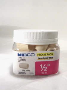NIBCO Kupplung CPVC 1/2" Pro 25 Stück Slip x Slip BRANDNEU - Bild 1 von 4
