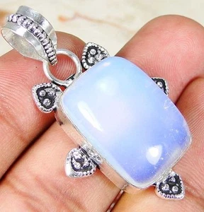 Opalite & 925 Silver Handmade Pendant 43mm & 92.5%Silver chain/giftbox - Picture 1 of 3