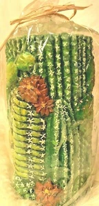6 in. Green Cactus Candle New (Unscented) Burn Flicker Flame - Picture 1 of 5