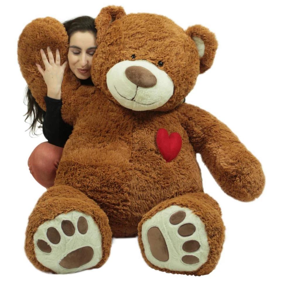 Big Plush Giant 5 Foot Teddy Bear with Heart on Chest Huge Valentine Gift Love